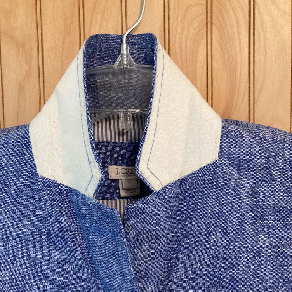 J Crew Chambray Linen Blazer size 00 - Picture 3 of 11